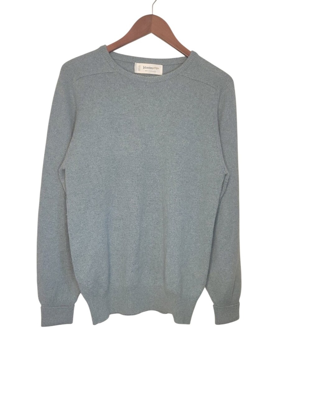Johnstons of Elgin Womens 100% Cashmere Crewneck Sweater Green Size 40 Scotland
